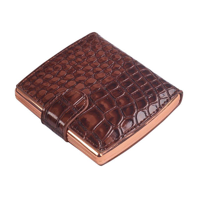 Classic Vintage Alligator Print Metal PU Leather Fashion Cigarette Case Holder