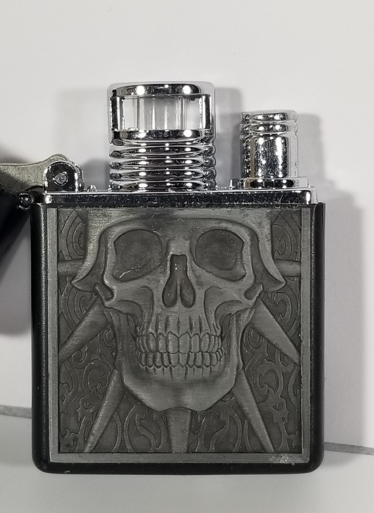 Novelty inc biker skull head baron helmet lighter vintage torch type