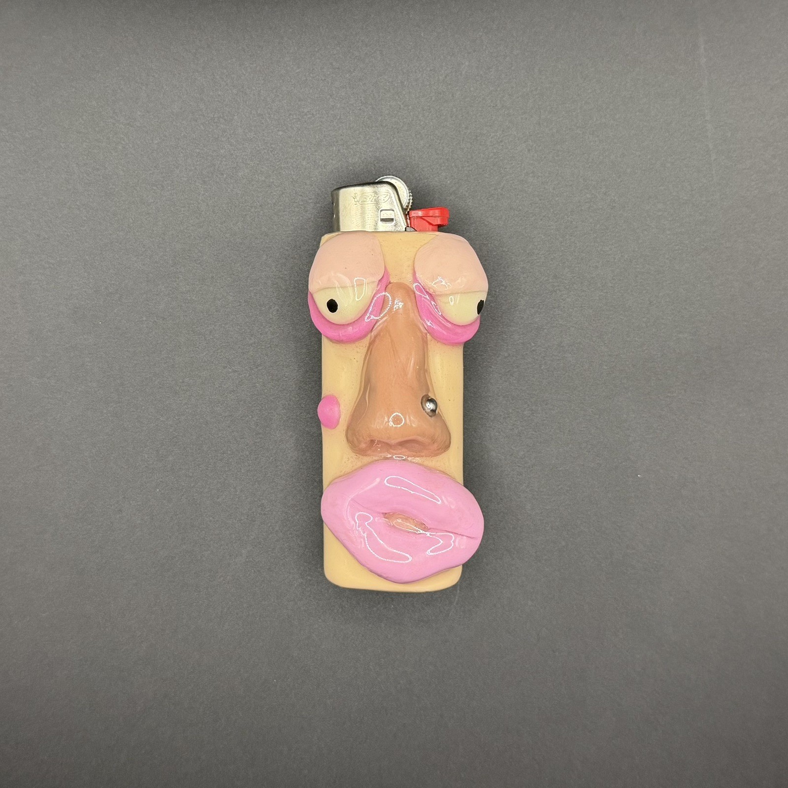 Beige Pink Lips Novelty Lighter Cover Smoking Accessory and Candles