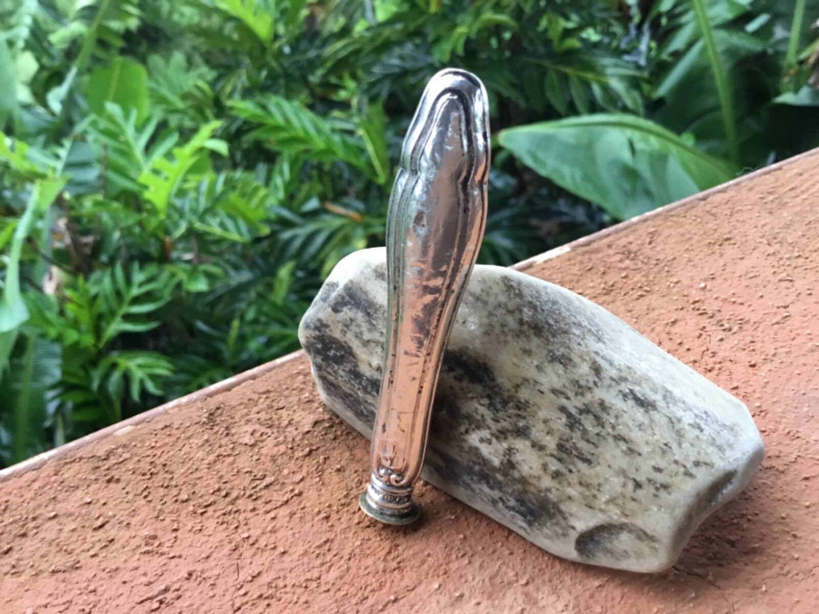 19th Century French Repousse Silver And Bronze Custom Tobacco Pipe Tamper