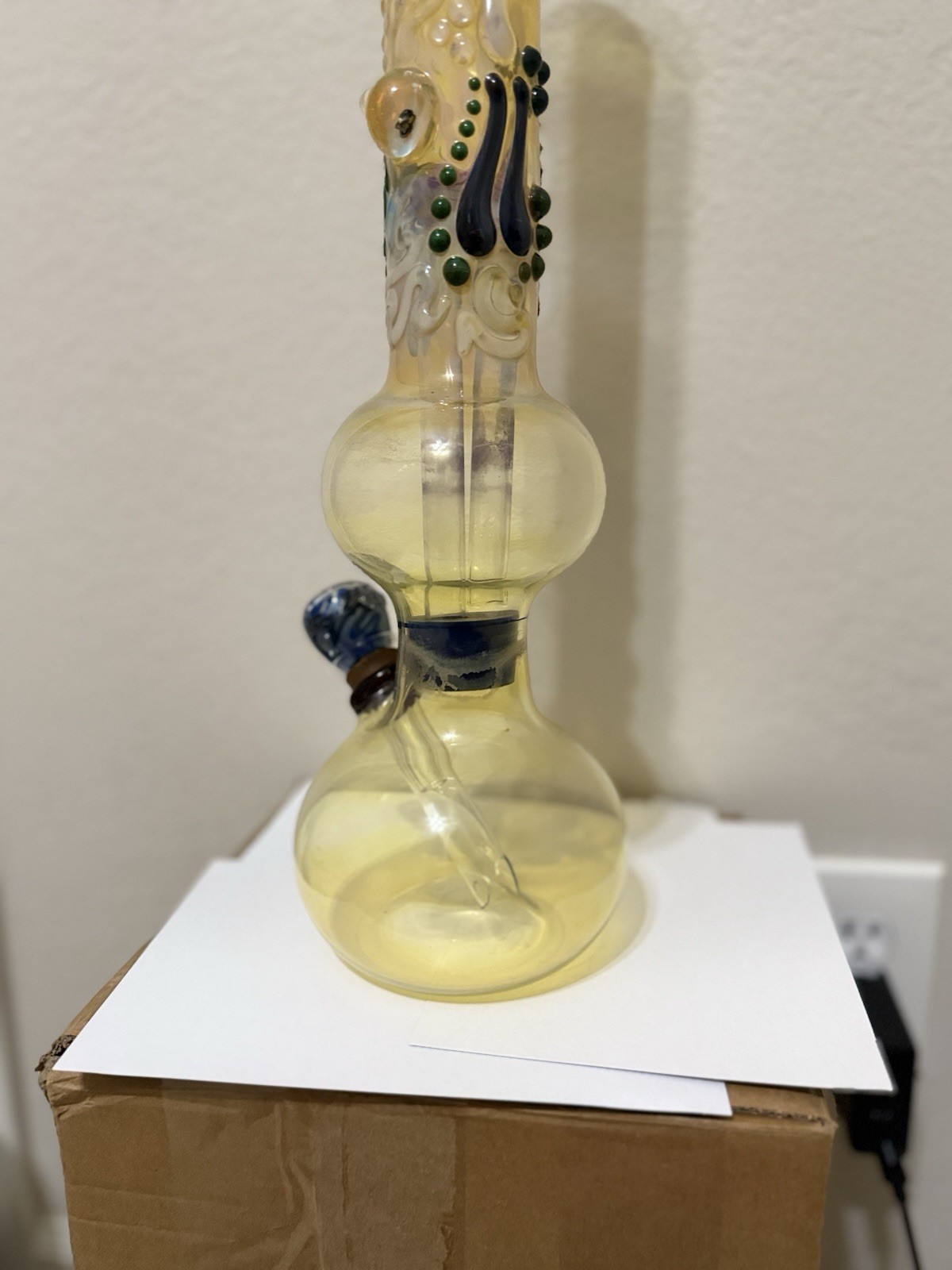 Early 2000s 21 In Sky Double Bubble Bong W/ Percolator And Og Slide.