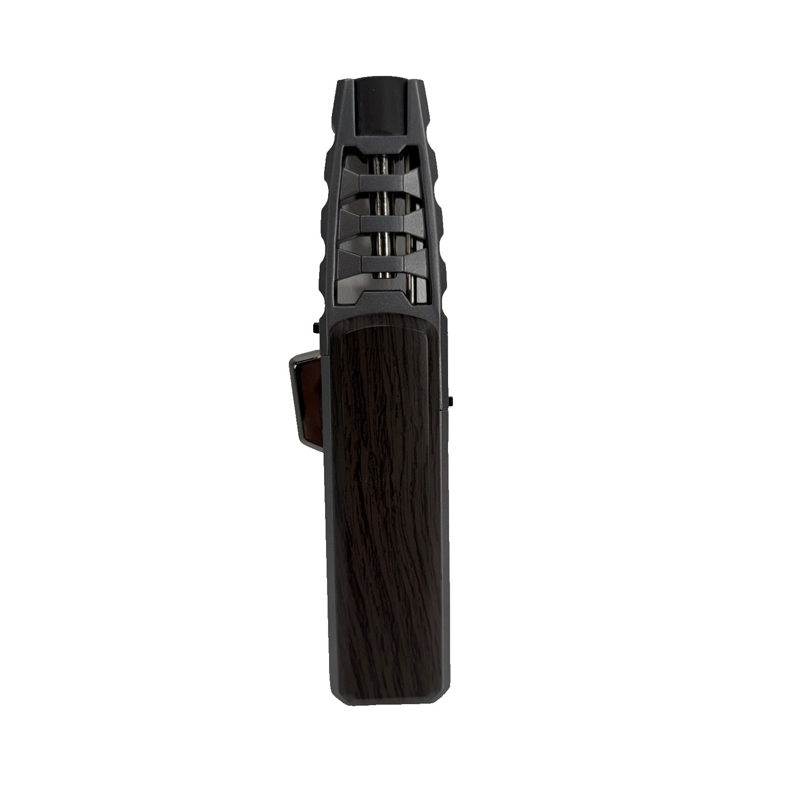 Jabon Turbo Lighter Blue Torch Gunmetal Gray with Wood Grain Print