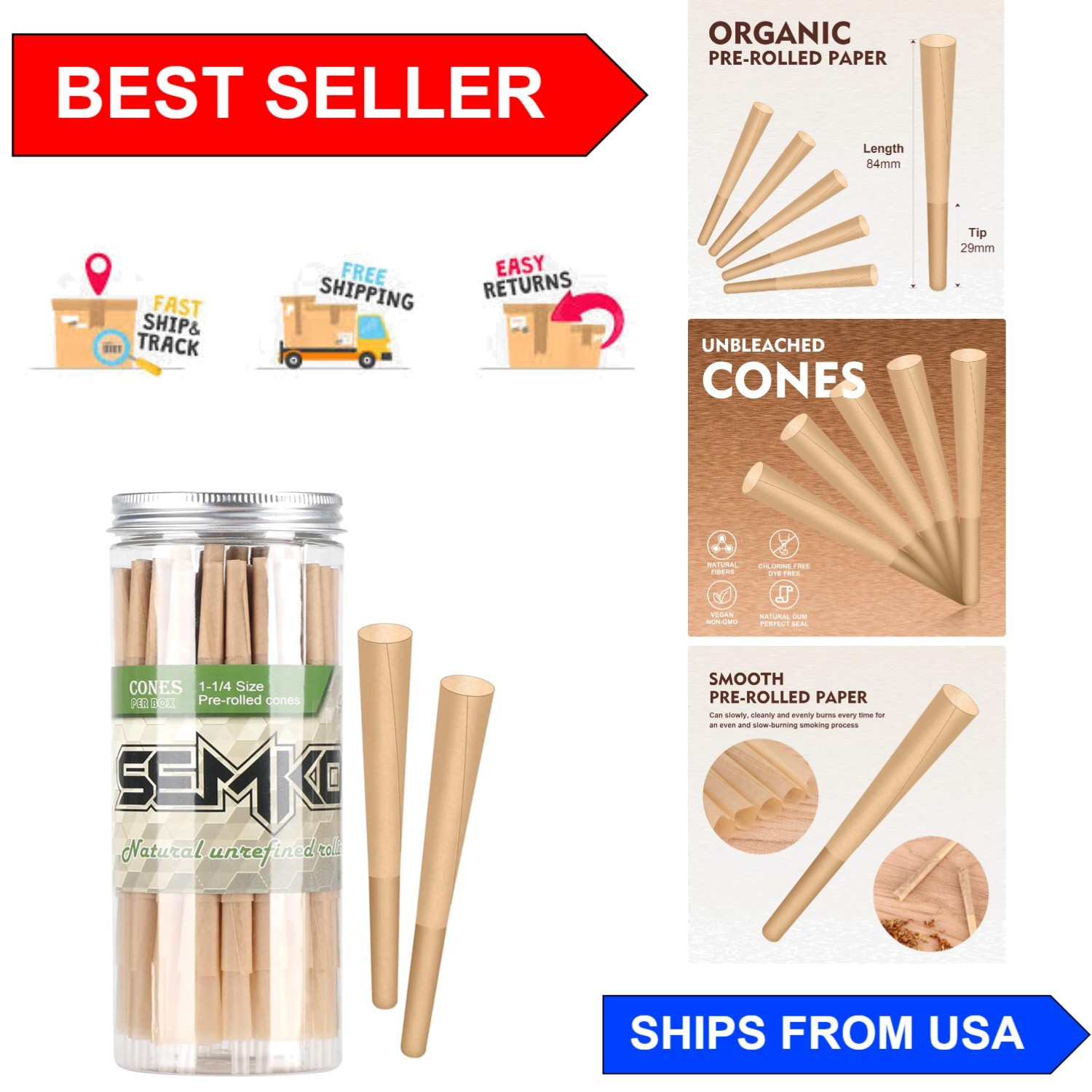 Superior 1-1/4 Pre Rolled Cones | 72 Pcs for Effortless Smoking Experience