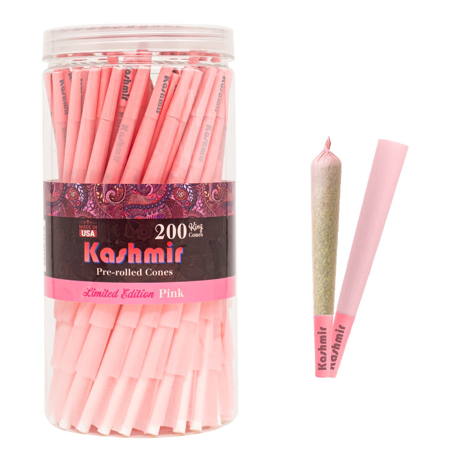Kashmir Pink Pre Rolled Cones King Size – 200 Ct Limited Edition Rolling Paper