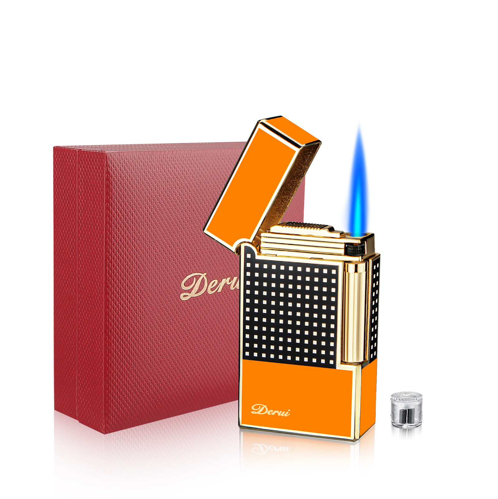 Cigar Lighter Torch Jet Blue Flame Refillable Butane Gas Lighter with Punch gift
