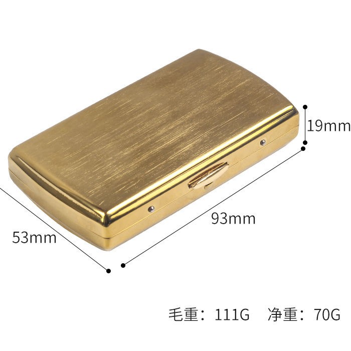 Brass Cigarette Case 12 Holder Portable Durable Storage Box Men Vintage Style