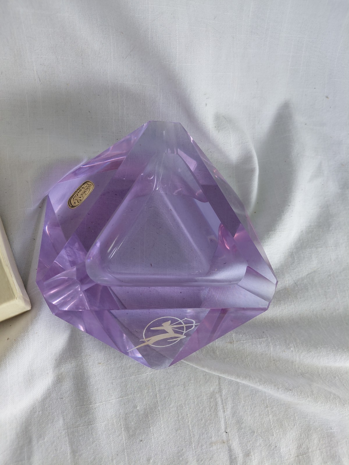 CRYSTAL ASHTRAY 1967 AIR- INDIA DESIGNED by SALVADOR DALI ORIGINAL BOX GREECE