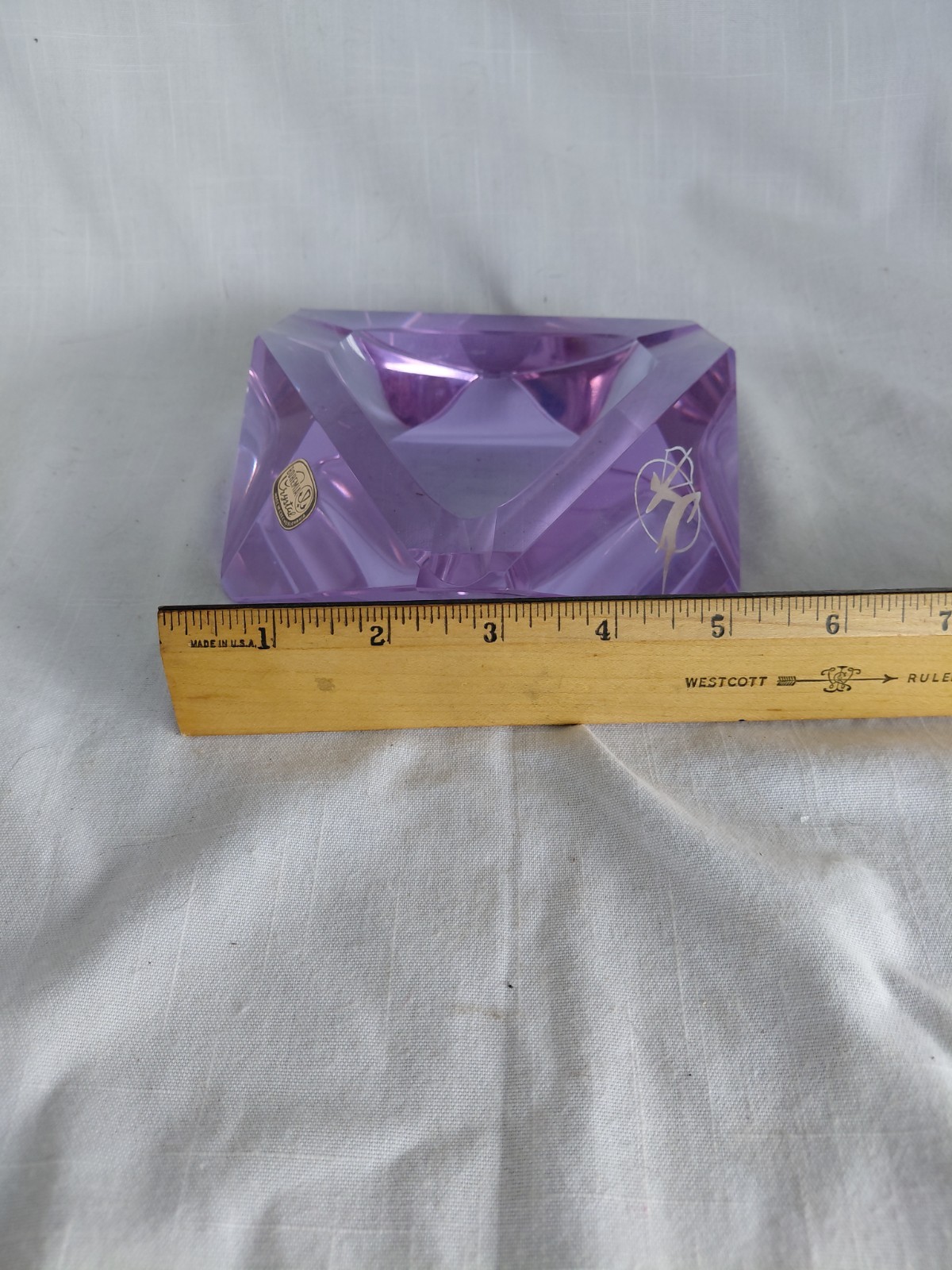 CRYSTAL ASHTRAY 1967 AIR- INDIA DESIGNED by SALVADOR DALI ORIGINAL BOX GREECE