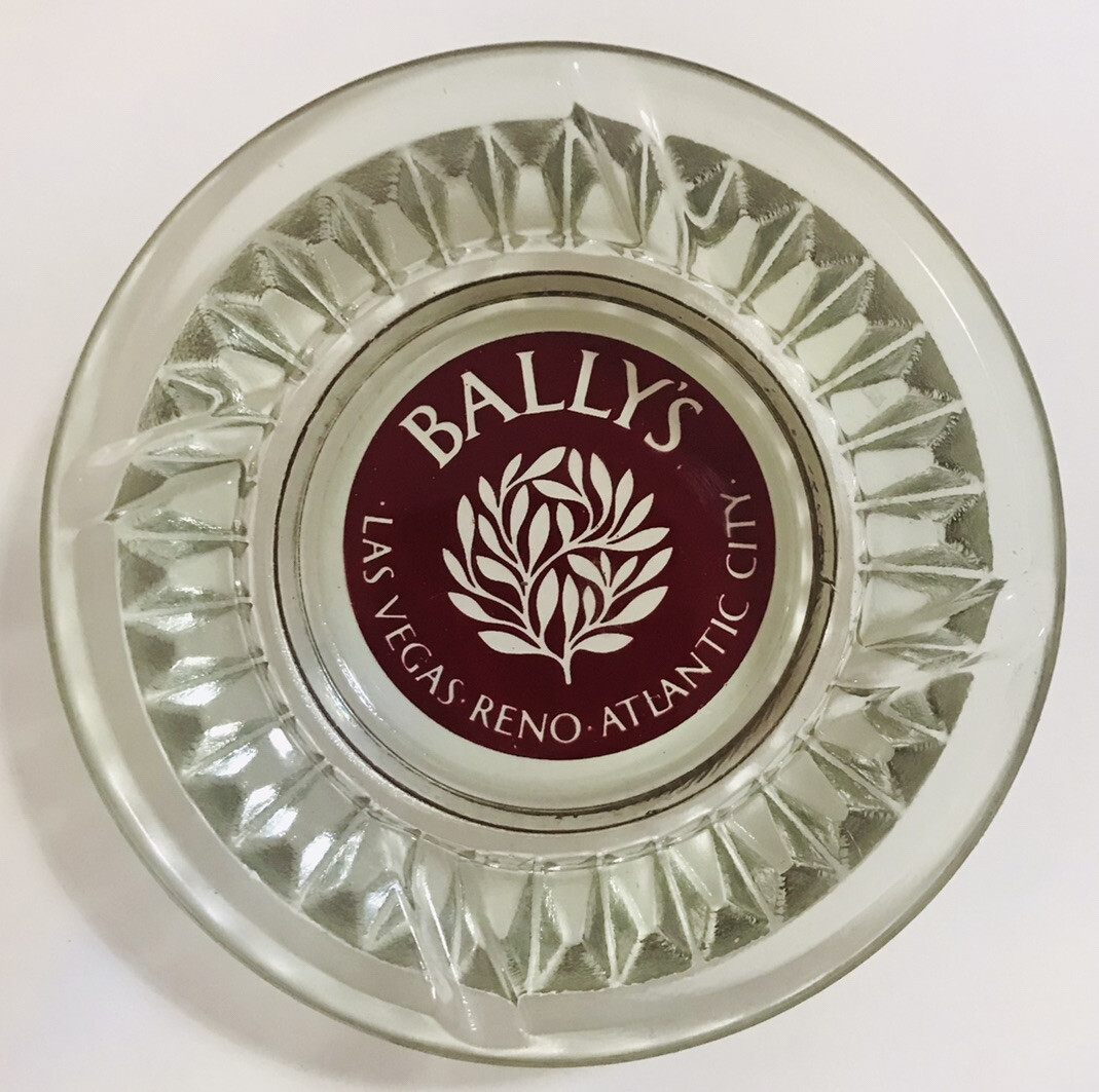 Vintage Ash Tray BALLY’S Casino HOTEL LAS VEGAS Atlantic City Glass Round Red