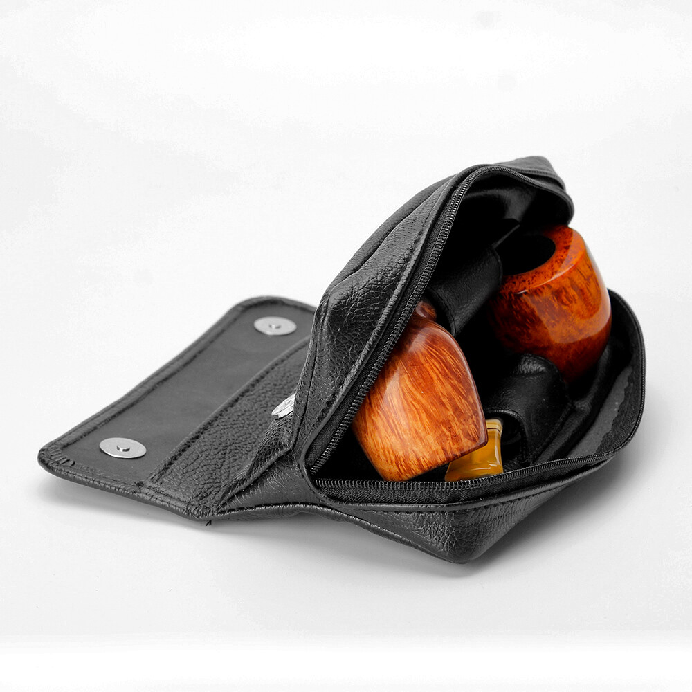 OLD FOX Tobacco Pouch PU Leather Bag for 2 Pipe Smoking Accessories Portable Bag