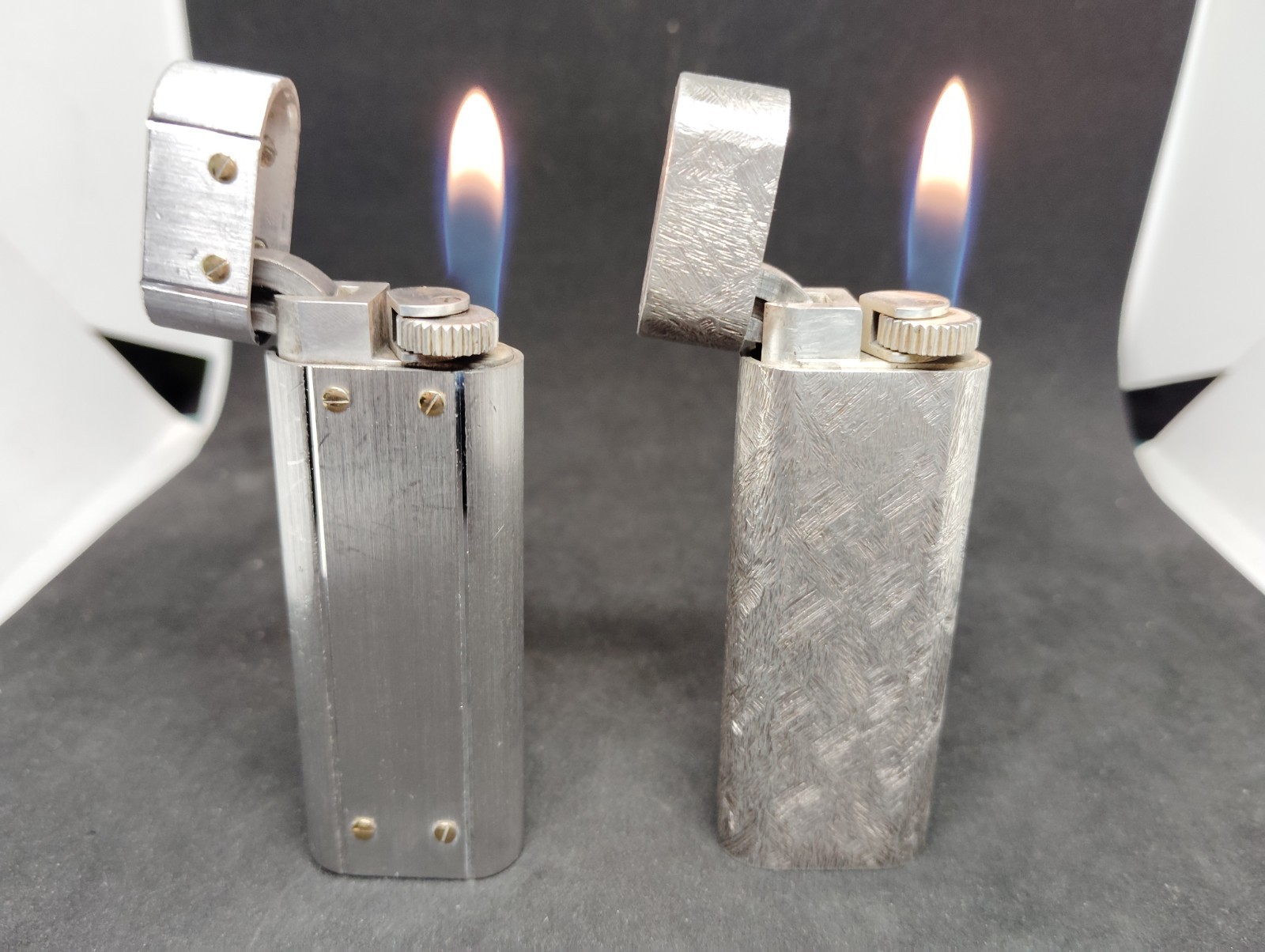 Lot of 2 Vintage Cartier gas lighter silver oval working condition