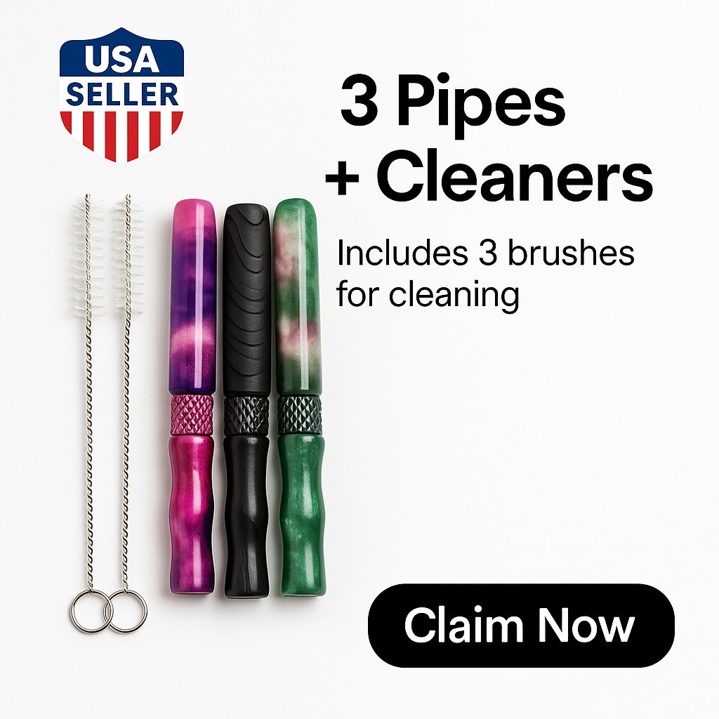 3 Packs One Hitter Pipes With 3 Brush Metal Tobacco Smoking Pipes Bats Accessory