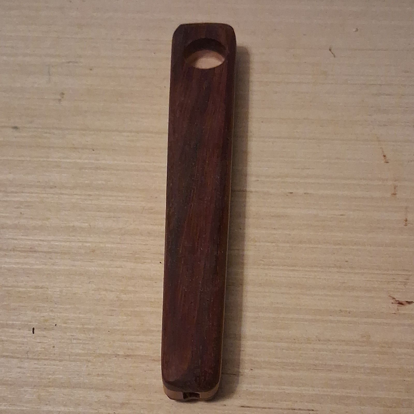 Handmade Wooden Rectangular Tobacco Pipe Brown Beige Collectible