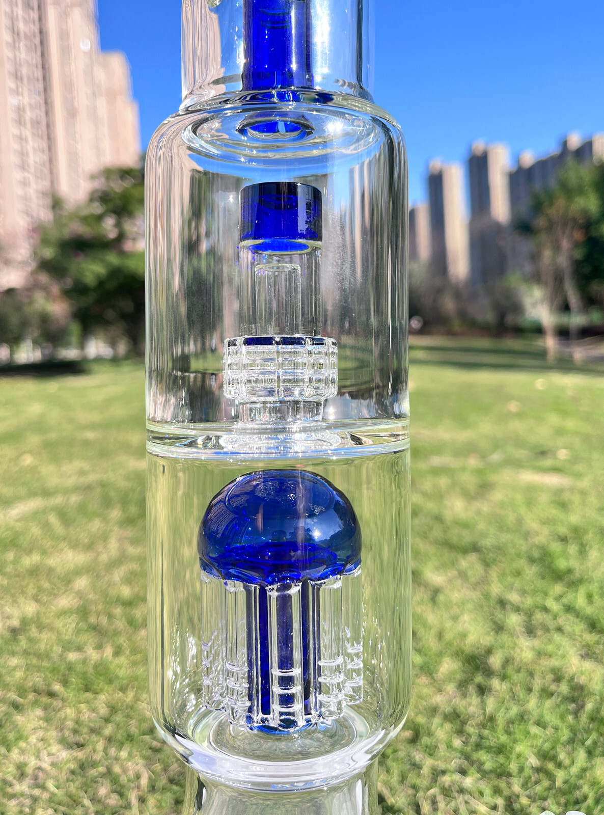 11″ Glass Bong Beaker Smoking Water Pipe Percolate Bong Thick Hookah 14mm Bowl