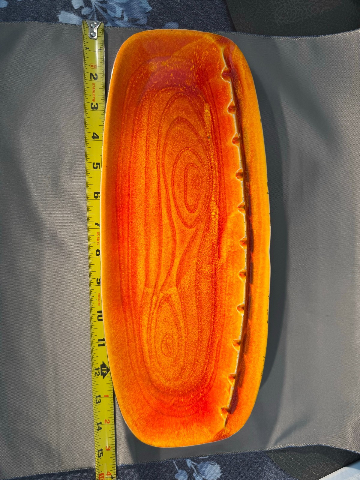 Vintage California D23 USA Pottery Orange Lava Acid Glaze Atomic Age Ashtray MCM