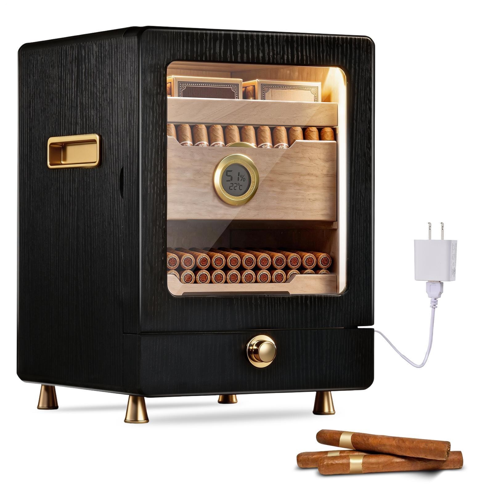 Cigar Humidor Cabinet, Electric Thermostatic LED Cigar Humidor for 100-150 Cigar