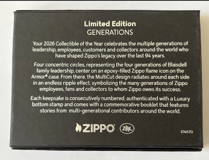 ZIPPO 2026 COLLECTIBLE OF THE YEAR, AMERICAS CARVED BLACK ICE ARMOR LIMITED 5000