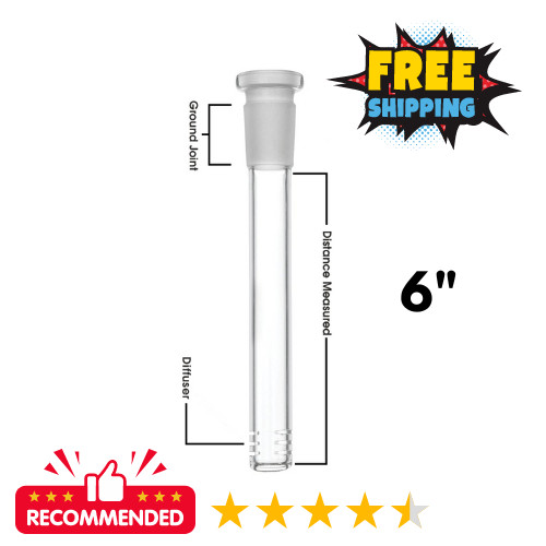 6″ Inch GLASS DOWNSTEM For Hookah Bong Water Pipe 14mm/18mm Diffuser Down Stem