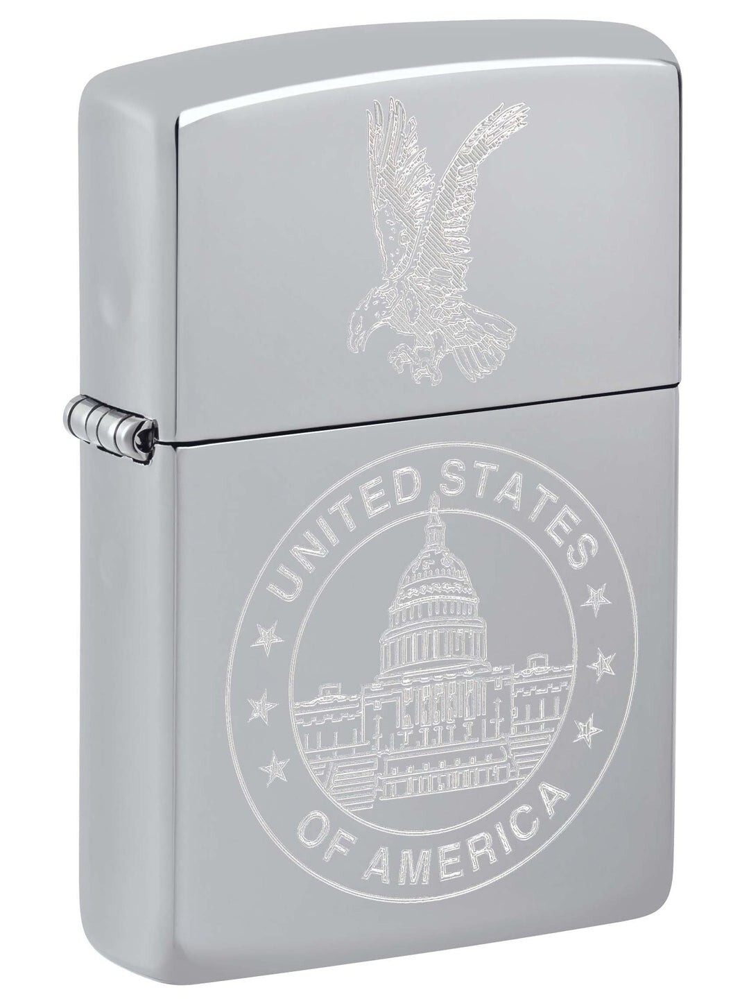 Zippo 81126 CAPITOL and EAGLE on HIGH POLISH Chrome Lighter, MAR (C) 2023 – NEW!