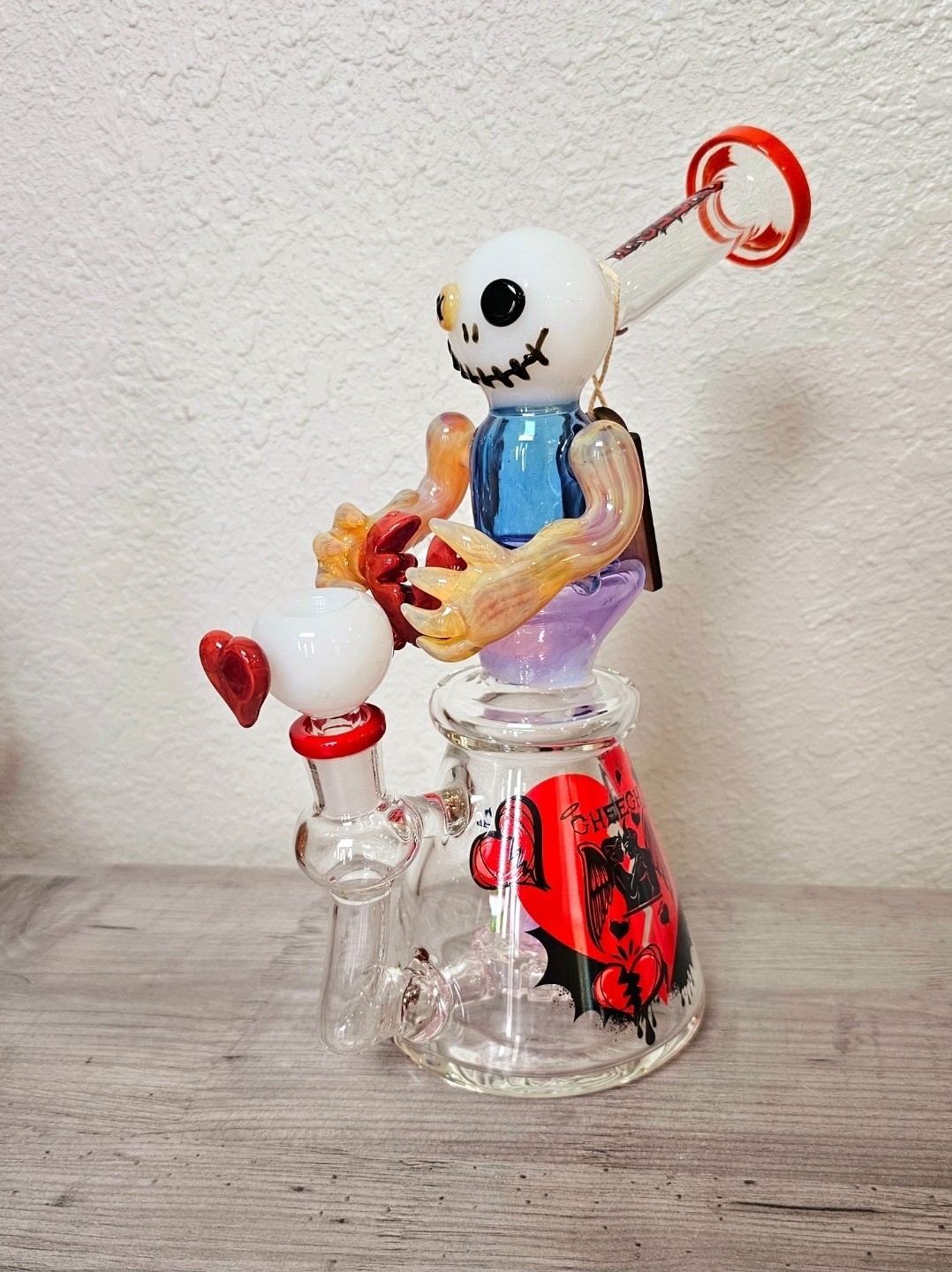 CHEECH GLASS 10″ GHOST OF VALENTINE HEART BREAKER GLASS/PIPE/BONG/RIG/WATERPIPE