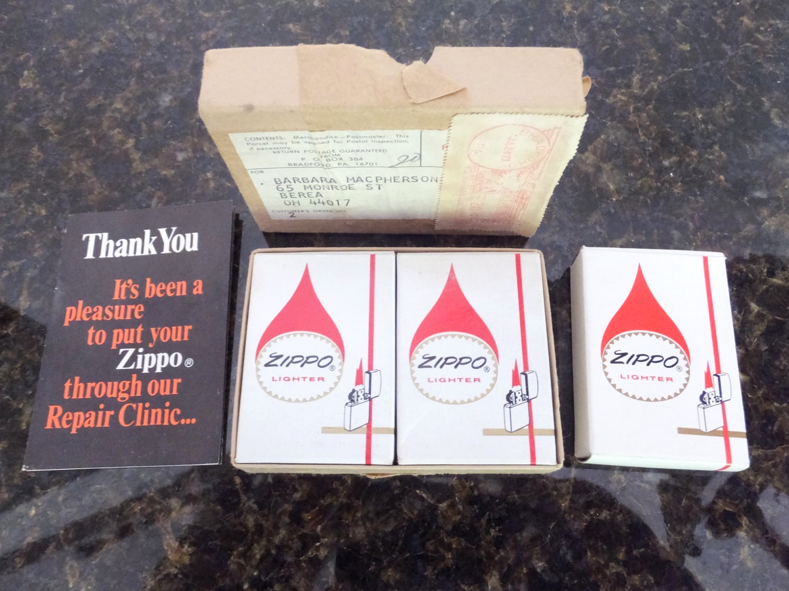 3 Vintage ZIPPO Lighter EMPTY BOX Only Red & White w/Flame One Piece 1973