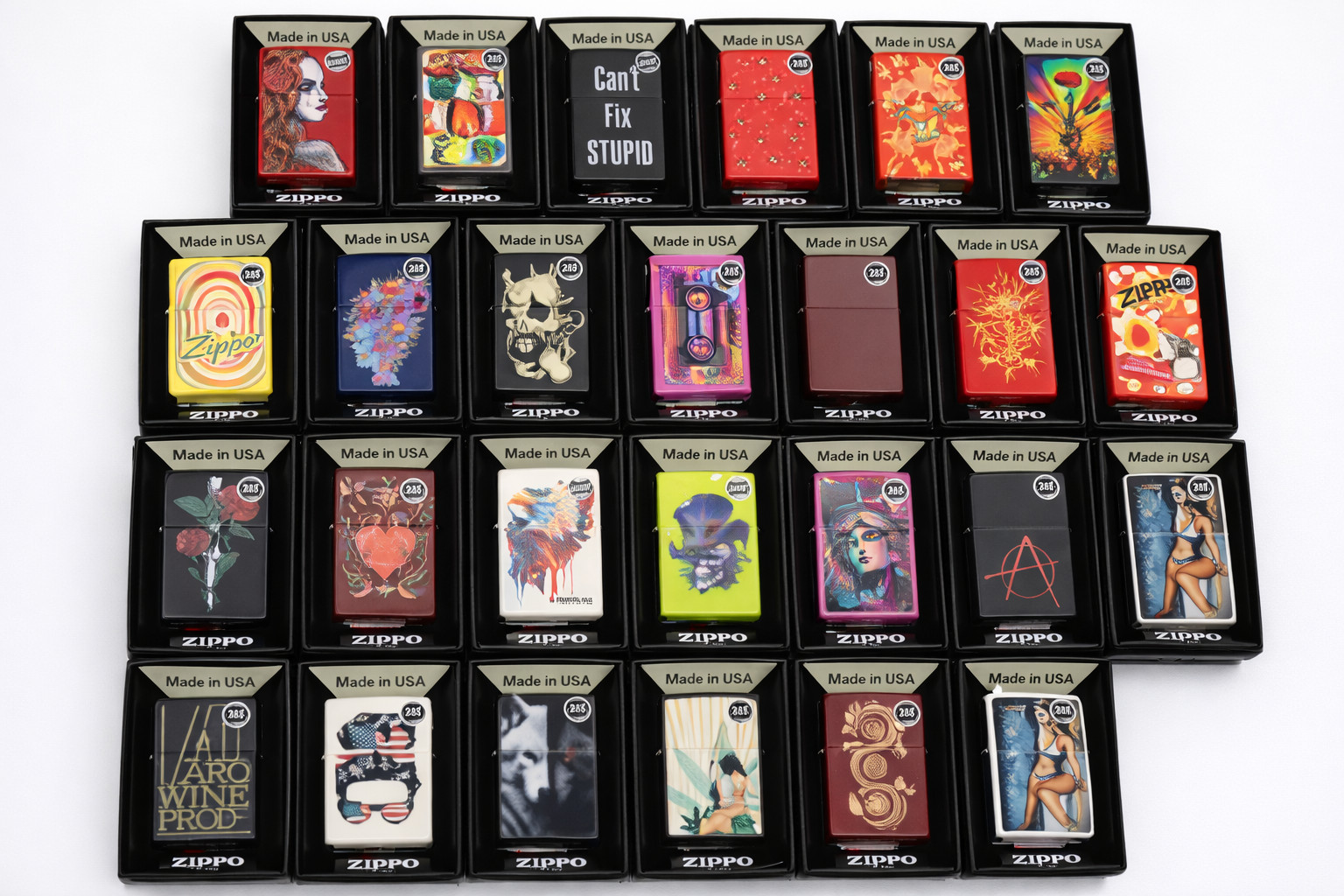 Zippo Windproof Lighter Mixed Design Made in USA 1CT Metal Pocket Lighter