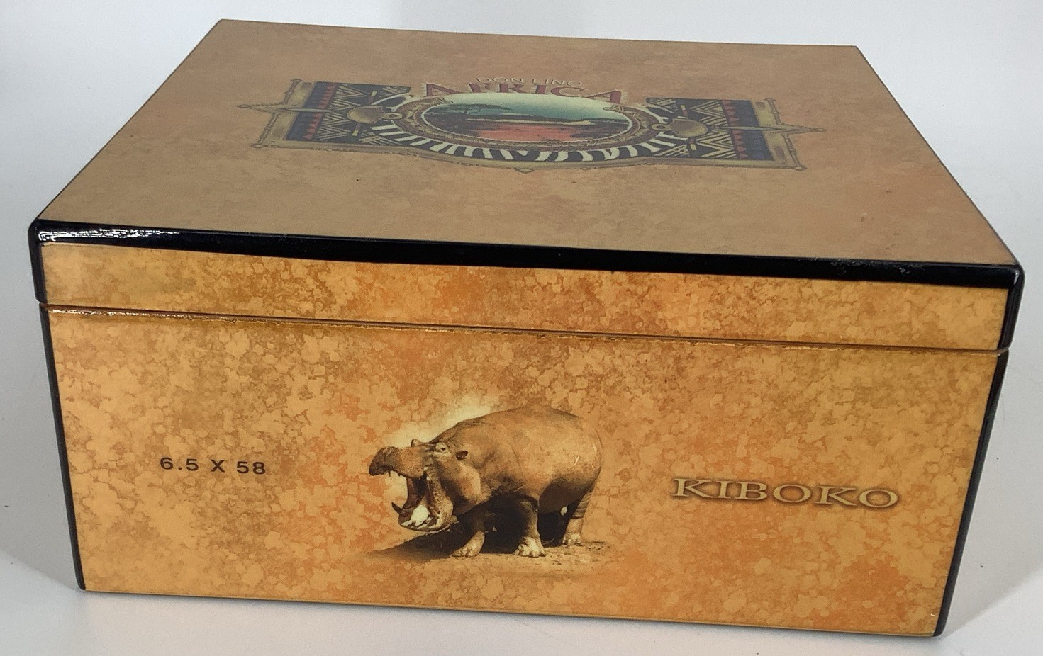Vintage Don Lino Africa Kiboko Hippopotamus Hippo Lacquered Cigar Box Empty 3.5”