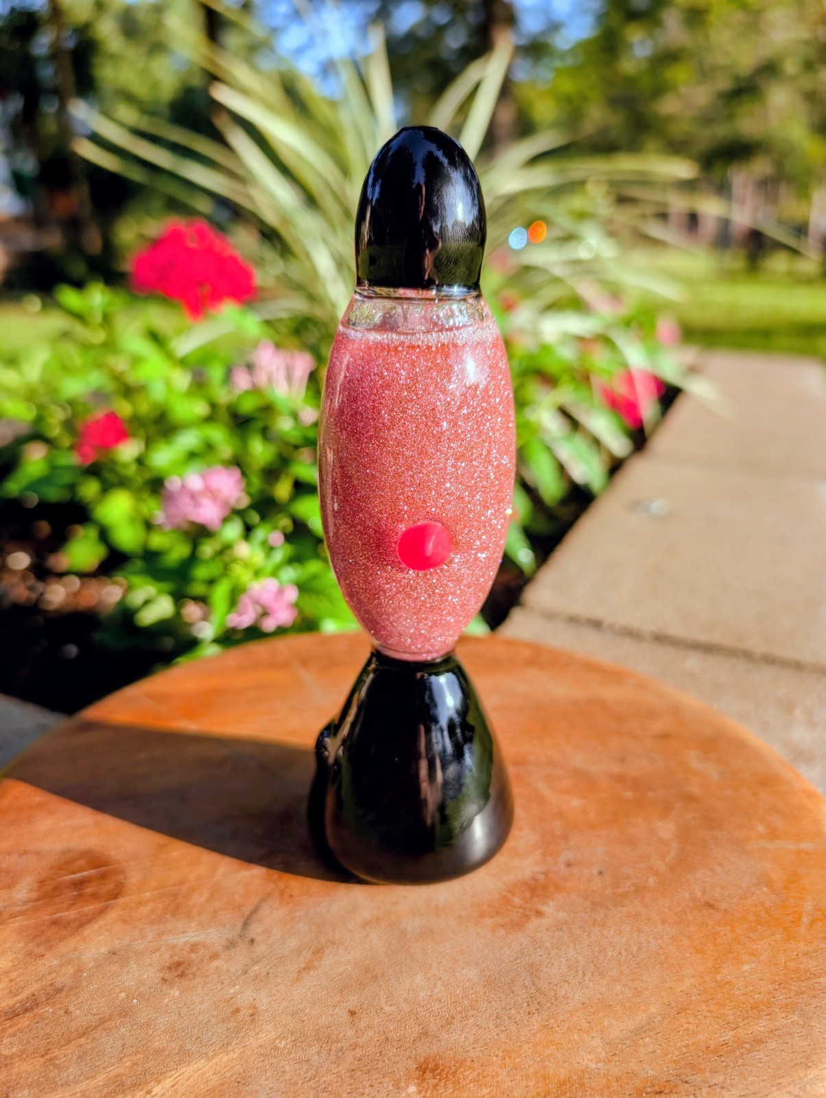 Glass Lava Lamp Tobacco Pipe 4.5″ Freezable Glycerin Glitter Hand Art- Pristin