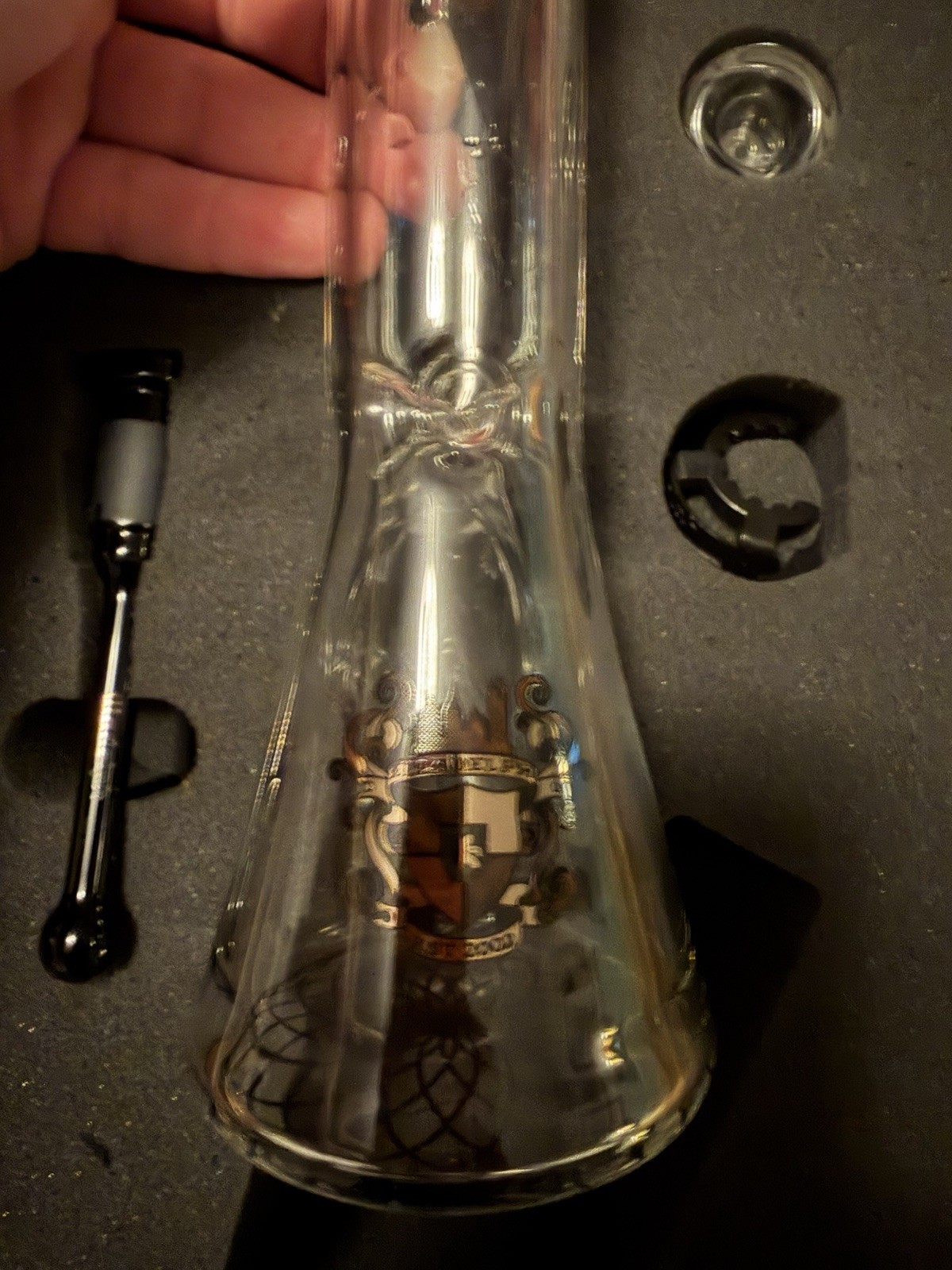 Illadelph Clear/Black Glass Water Pipe Bong w/ Bowl & Accessories in Box