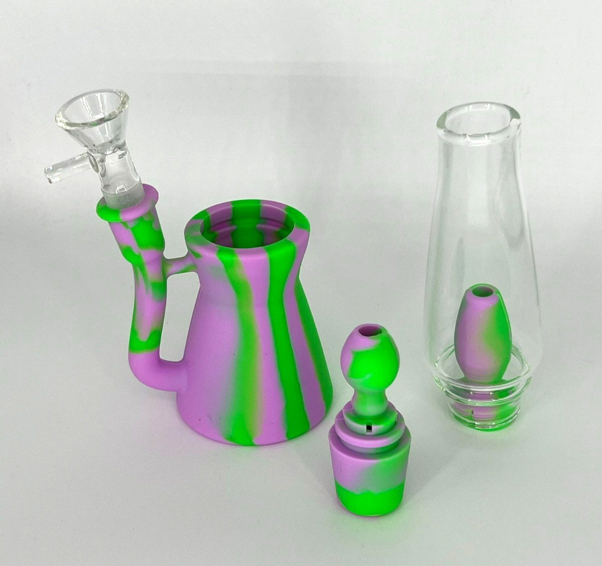 8″ LAVA LAMP SILICONE & GLASS BONG RIG W/ INLINE PERC 14MM BOWL – 2 FREE GIFTS
