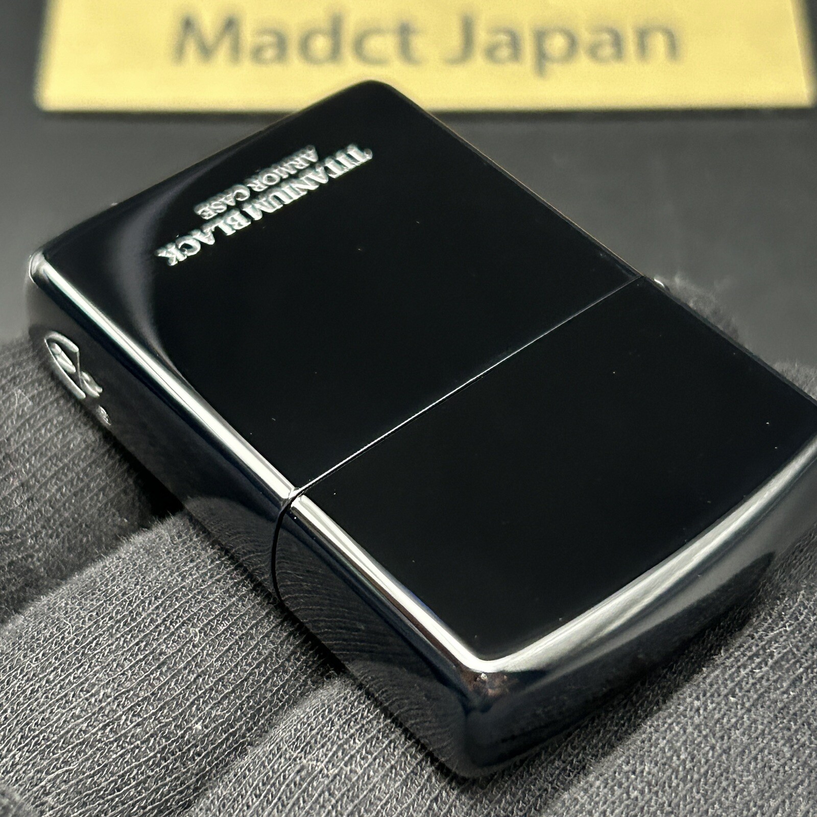 Zippo Armor Case Titanium Black Side Logo Oil Lighter Etching Brass Japan New