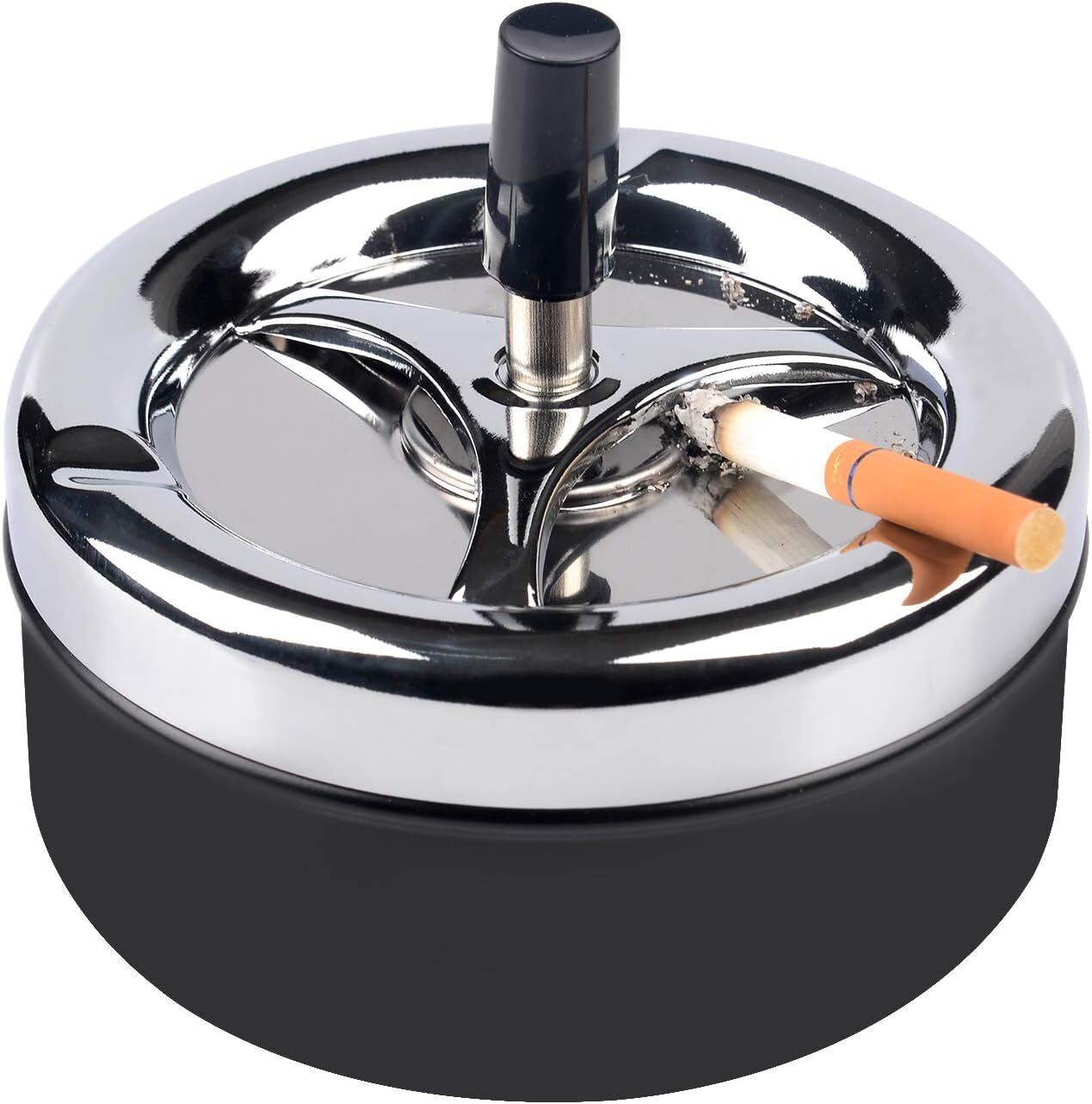 5.2″ Fujima Round Push Down Stainless Steel Tabletop Spinning Cigarette Ashtray