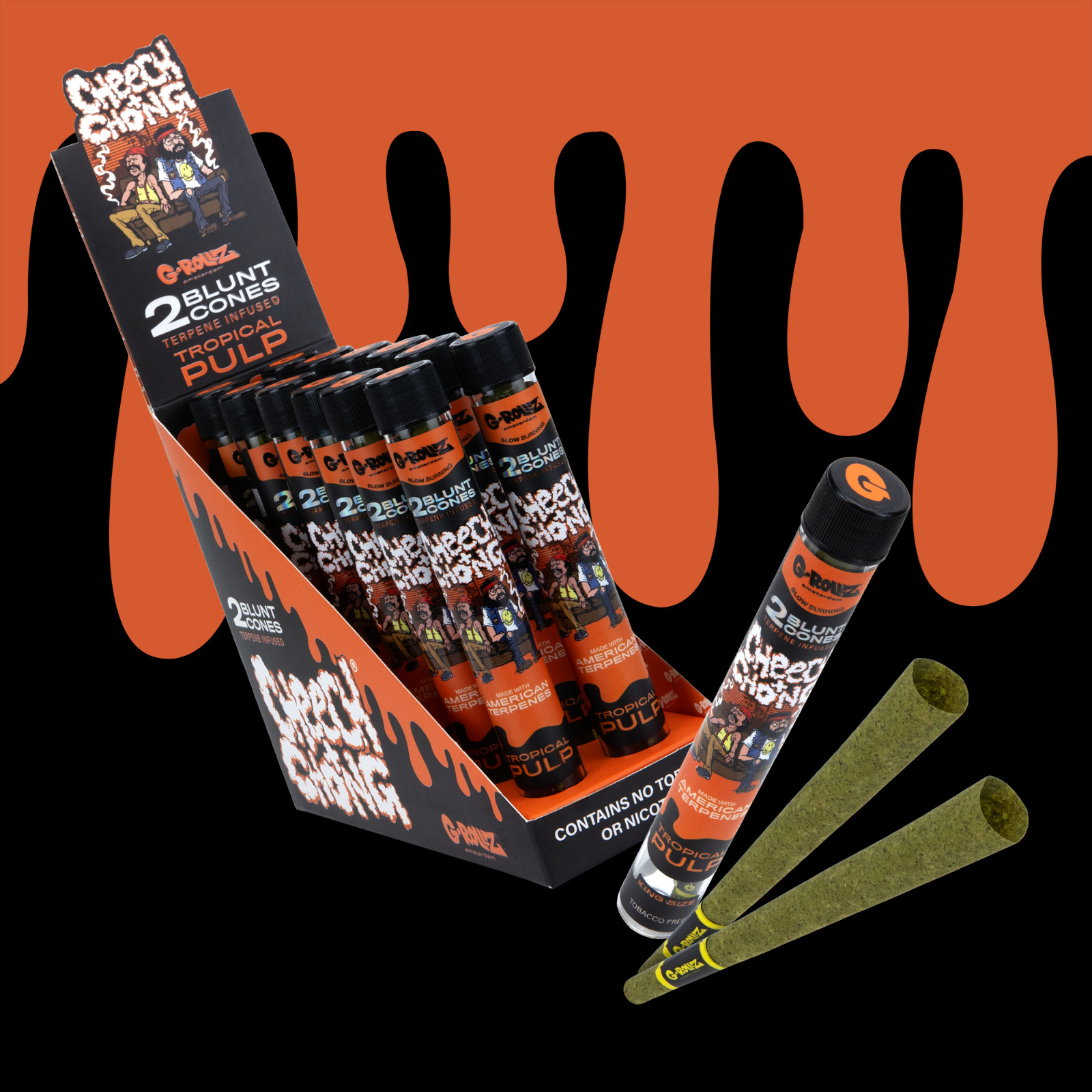 Cheech & Chong™ x G-ROLLZ Organic Pre-rolled Cones | 12pc/24 cones | King Size
