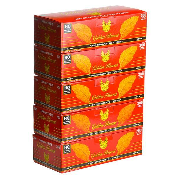 Golden Harvest Cigarette Filtered Tubes Red 100s 100mm – 5 Boxes (1000 Tubes)