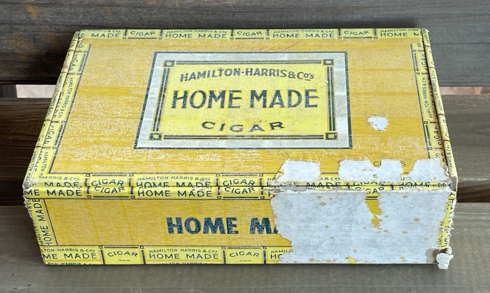 ✅Vintage Hamilton‑Harris & Co Home Made Cigar Box – Empty – Distressed Condition