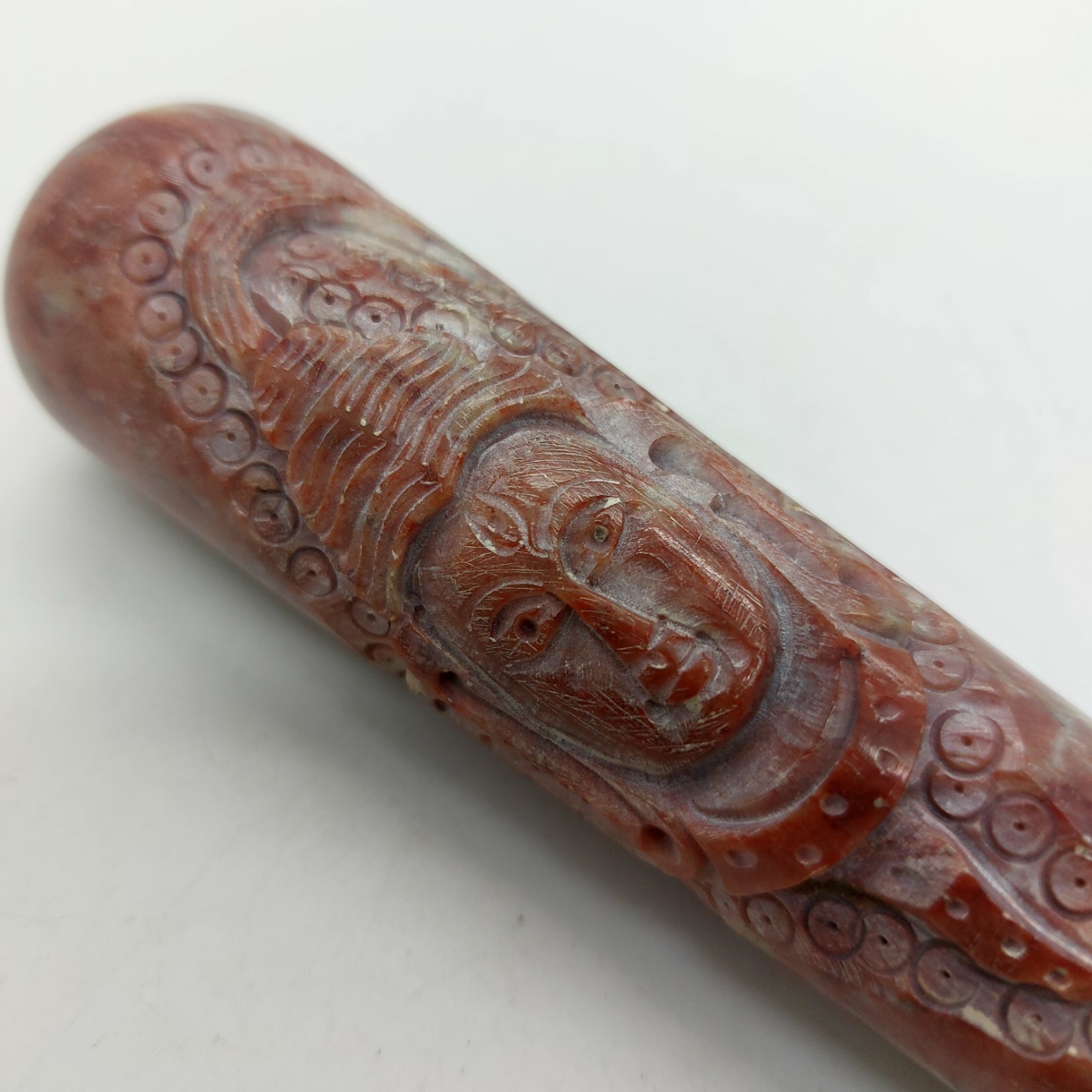 6″ Red Marble Hand Carved Chillum Smoking Pipe