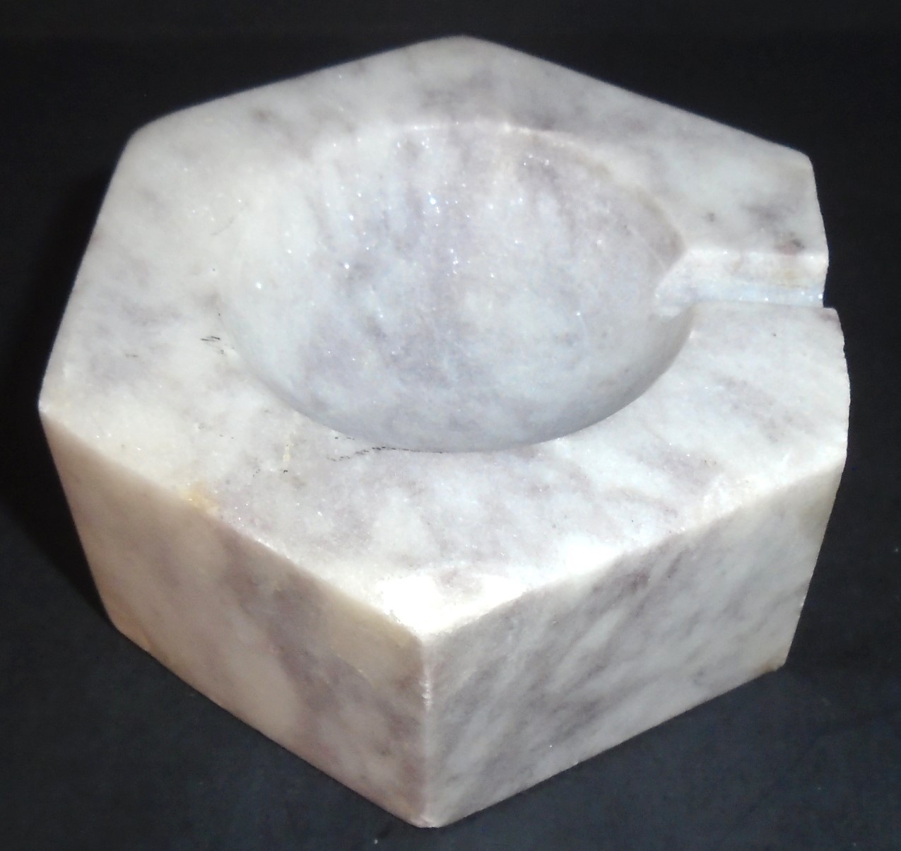Vintage Marble Small Hexagon Ashtray, India