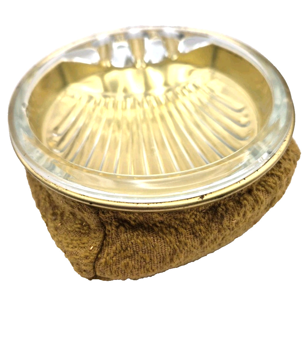 Vintage Weighted Bean Bag Ashtray with Gold Fabric & Glass Topper