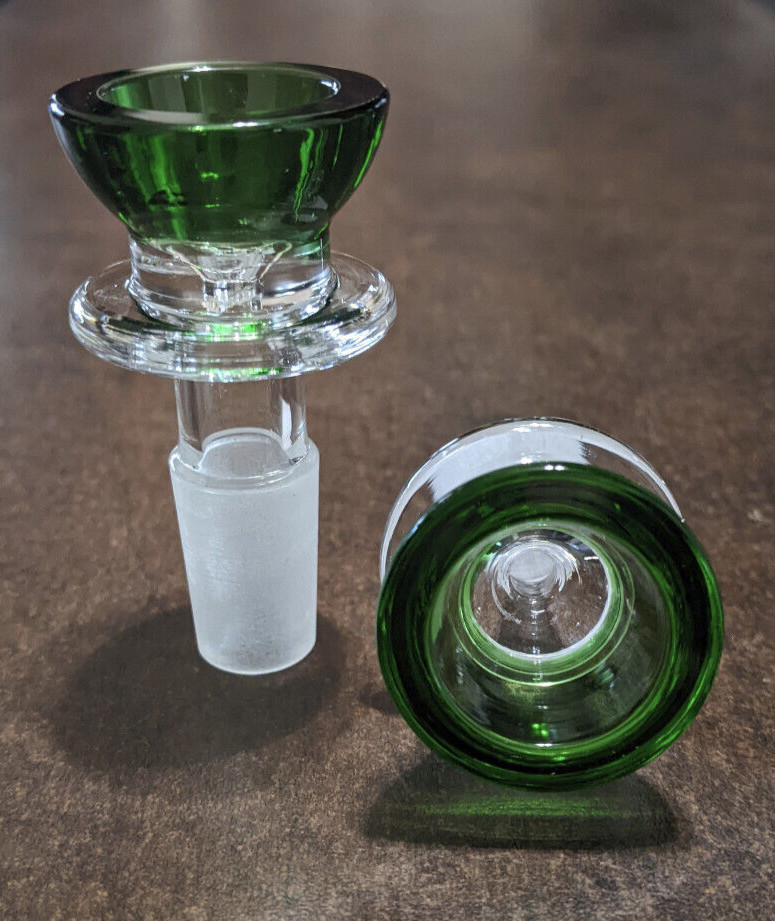 14mm Glass Round Slide BOWL Male for Glass Water Pipe Bong GREEN (1 – ONE)