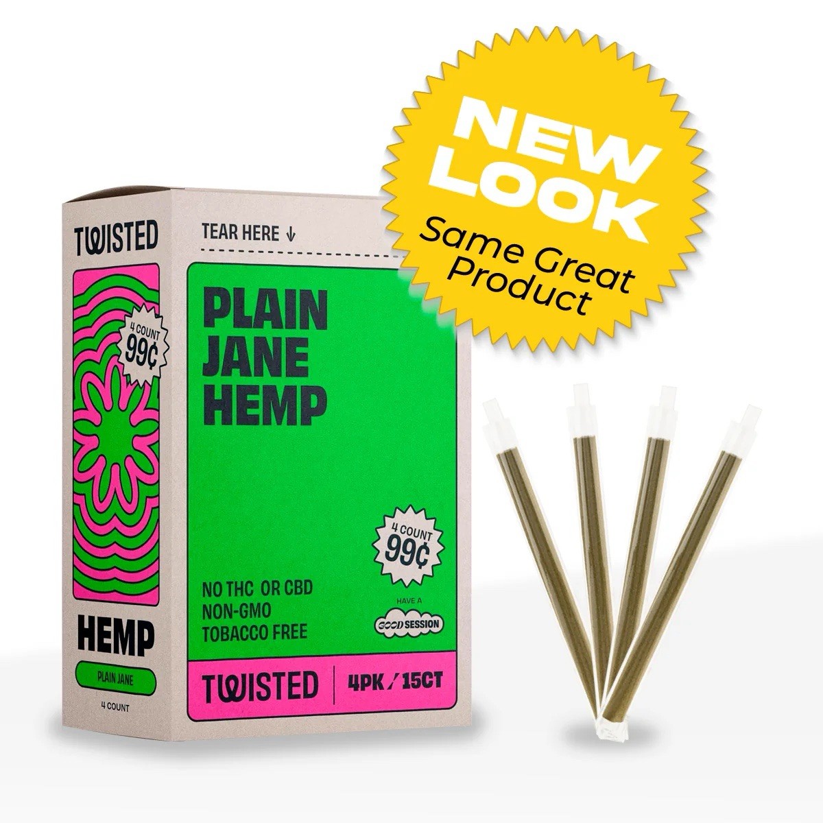 Twisted H Organic All Natural Wraps | Plain Jane | 60 Wraps
