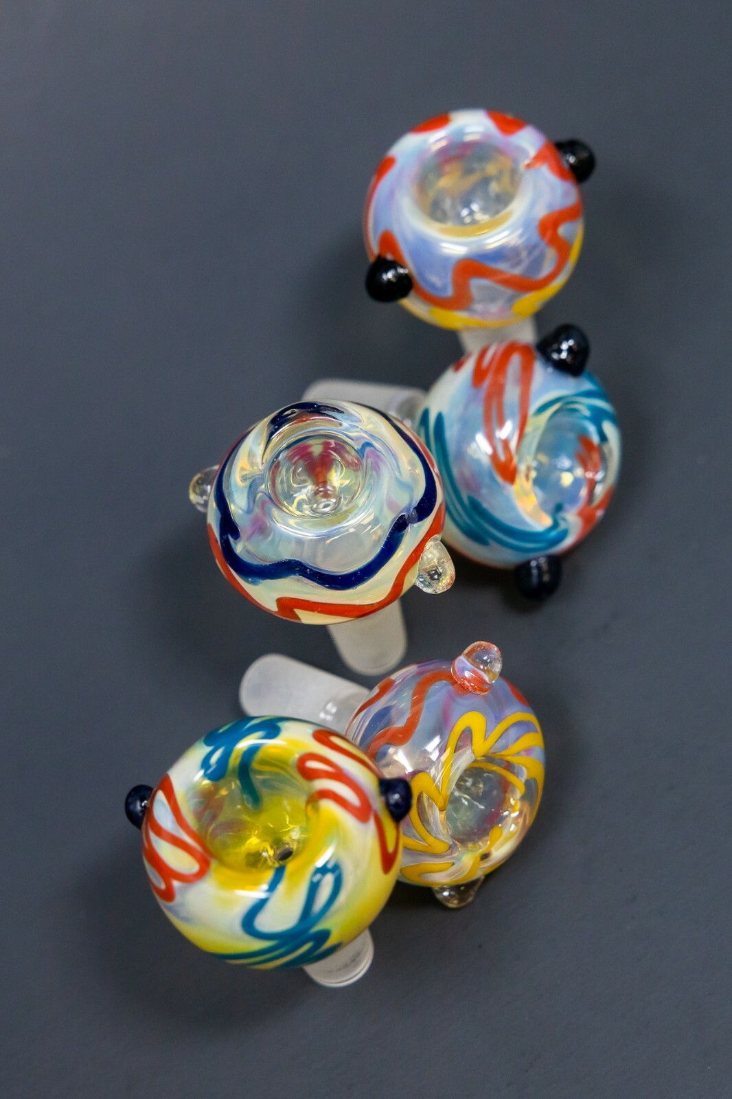 14MM Fumed Swirl Thick Glass Tobacco Hookah Water Pipe Bong Bowl – 10 Pc Set
