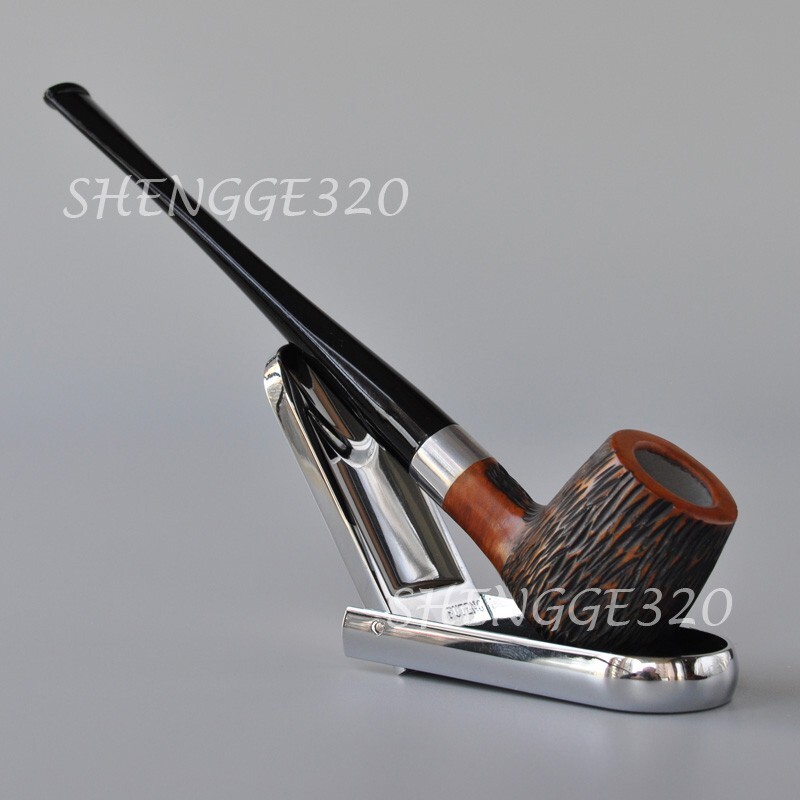 Briar Wooden Tobacco Pipe Billiard Churchwarden Carved Long Straight Stem