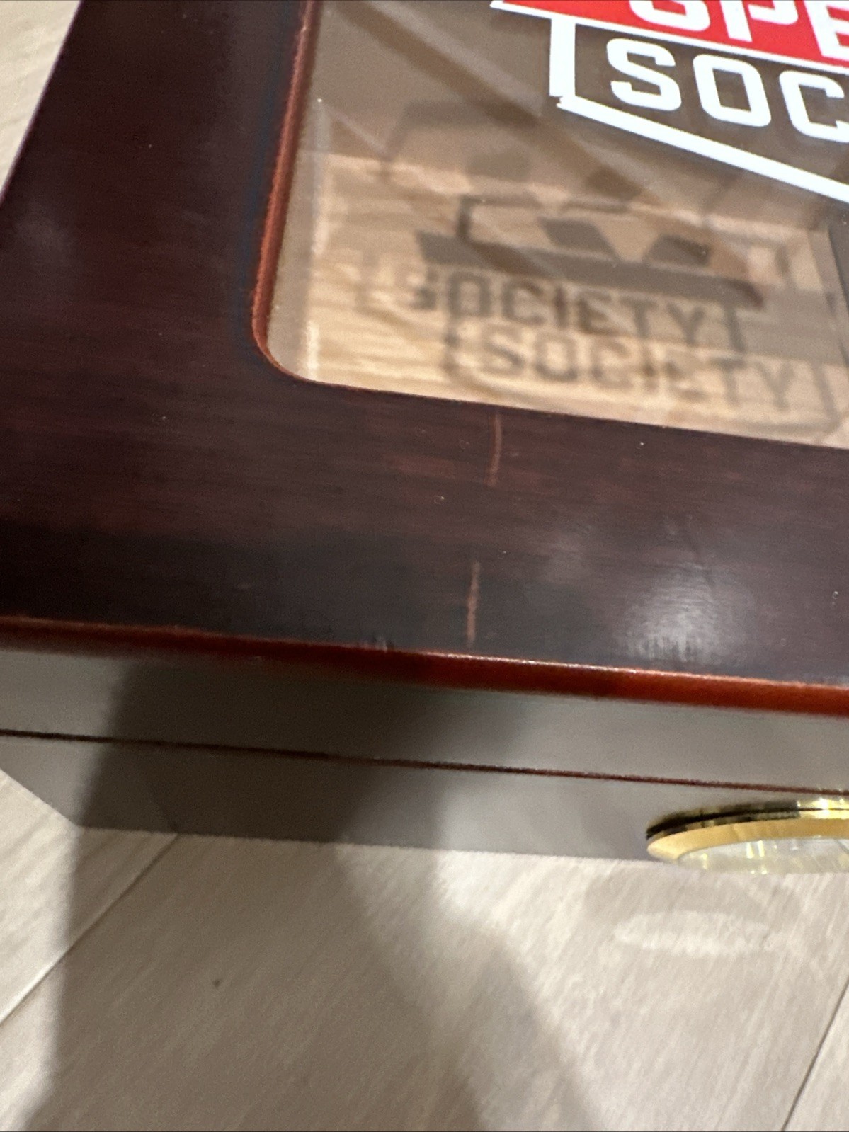 Desktop Humidor Supreme Wood Box w/ Glass Top Cigar Storage 10 1/2″x8 1/2″