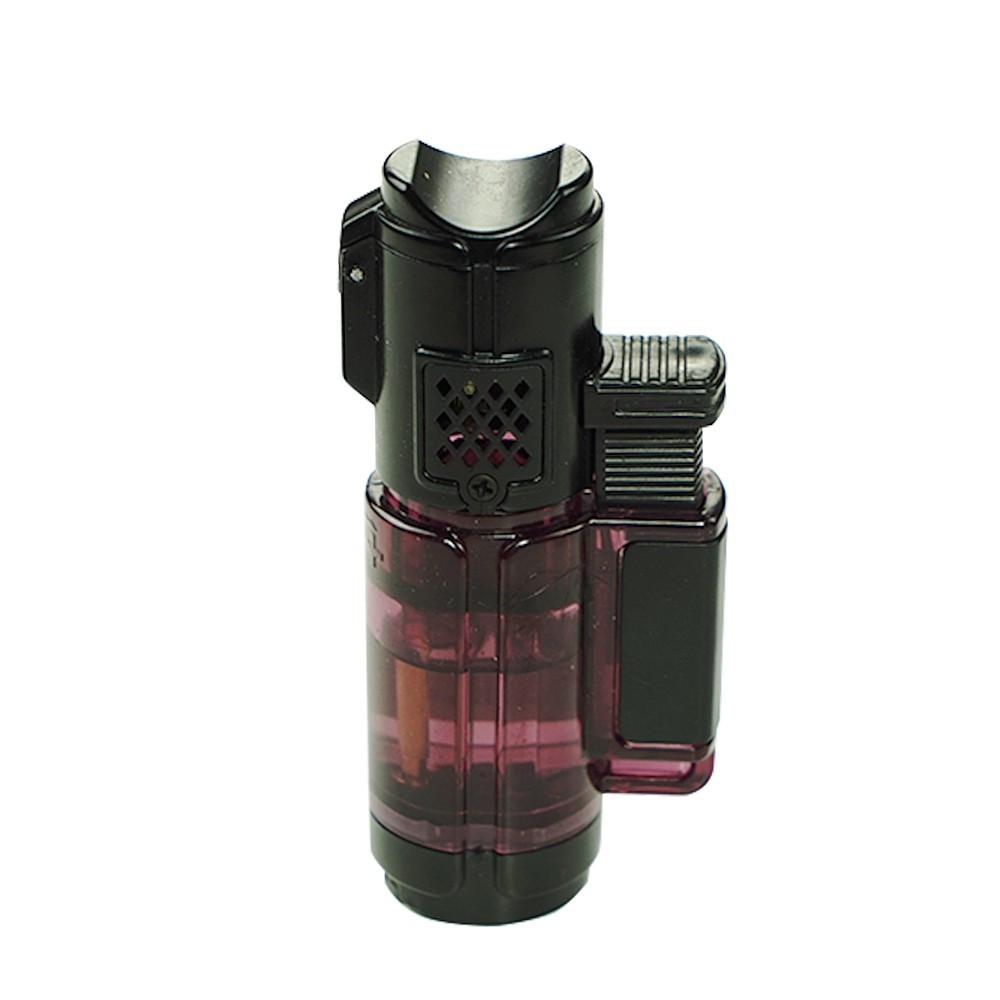 4 PACK Triple Jet Torch Lighter Adjustable Flame W/ Cigar Puncher Cap Hold Clear