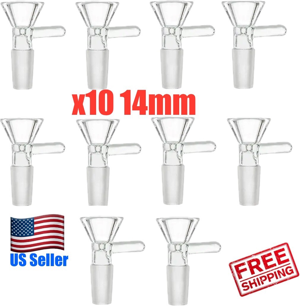 10x 14mm Male Glass Bowl For Water Pipe Hookah Bong Replacement Head (US Ship)