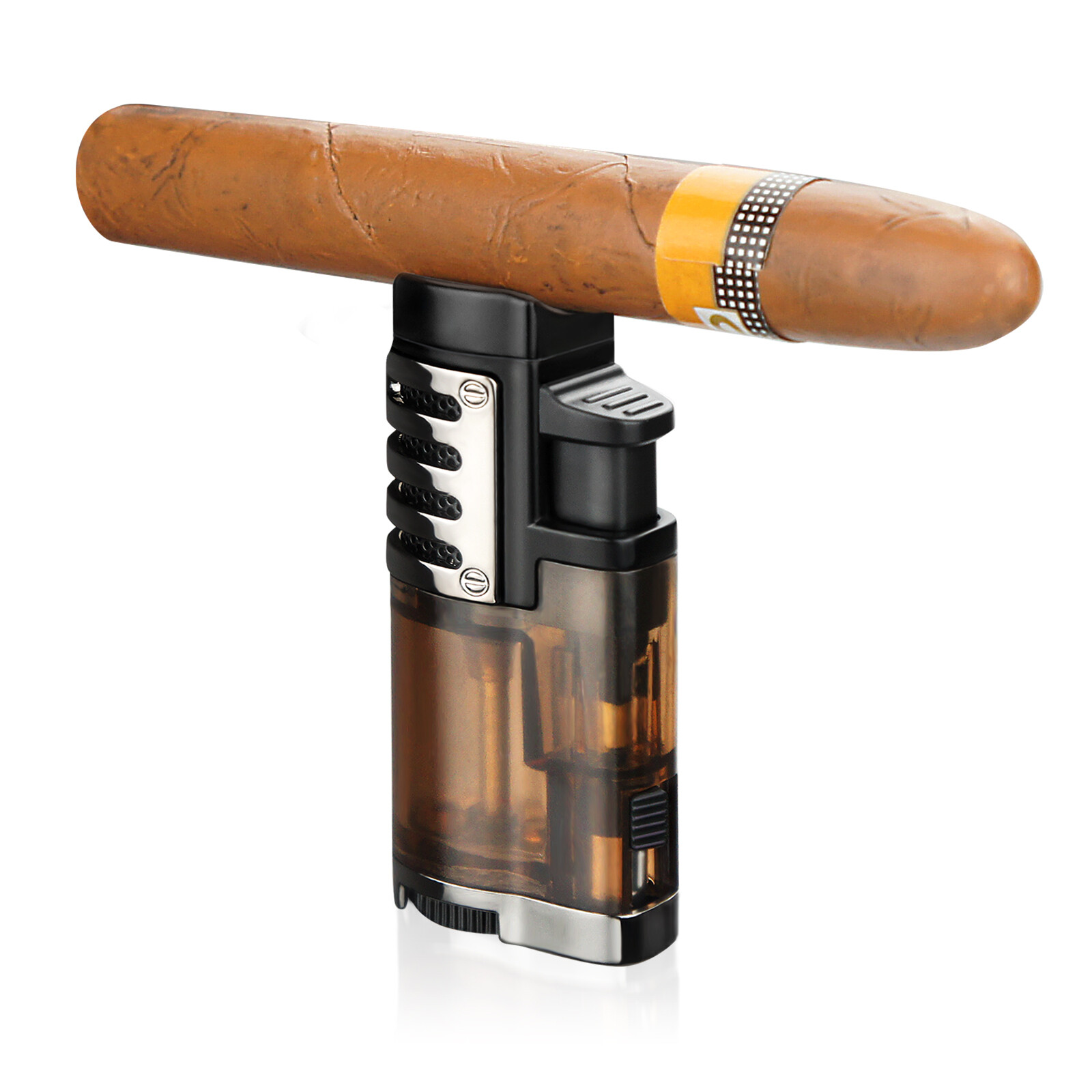 Torch Lighter with Punch Stand Rest Triple Jet Lighter Flame Butane Torch Lighte