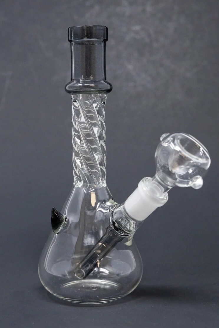 Glass Bong 10″ Twisted Devil Horns w/ Bowl