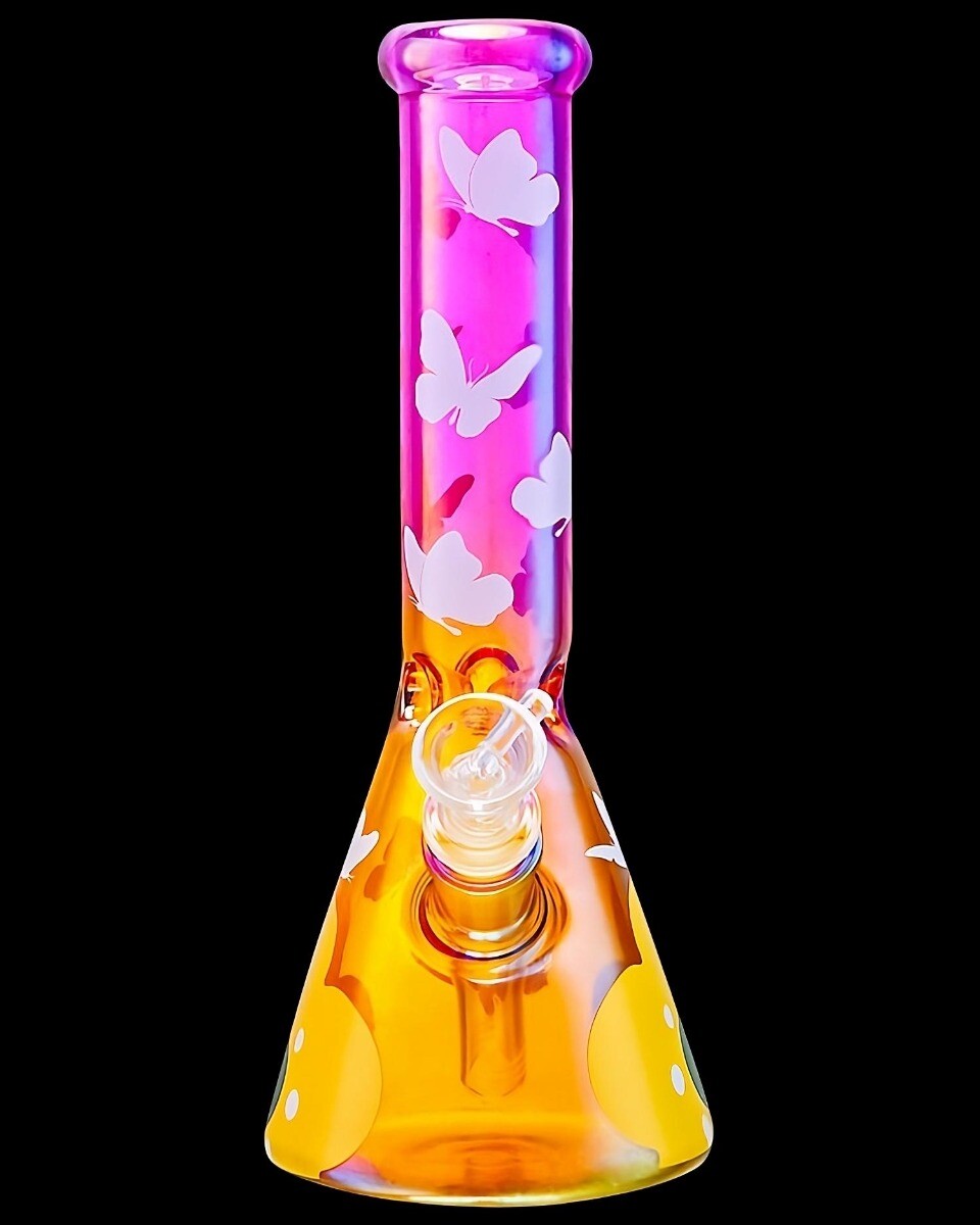 CUTE Bong 10″ Beaker Bong Glass Water Pipe Hookah PINK Bongs Girly Bong *USA*