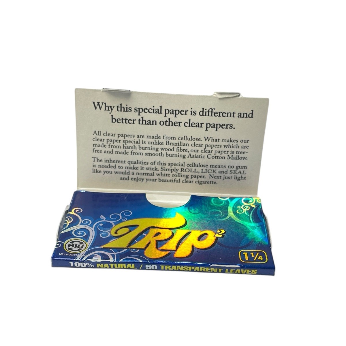 Lot of 2 Trip2 Cigarette Rolling Papers 50 Clear Transparent Leaves Each Pack