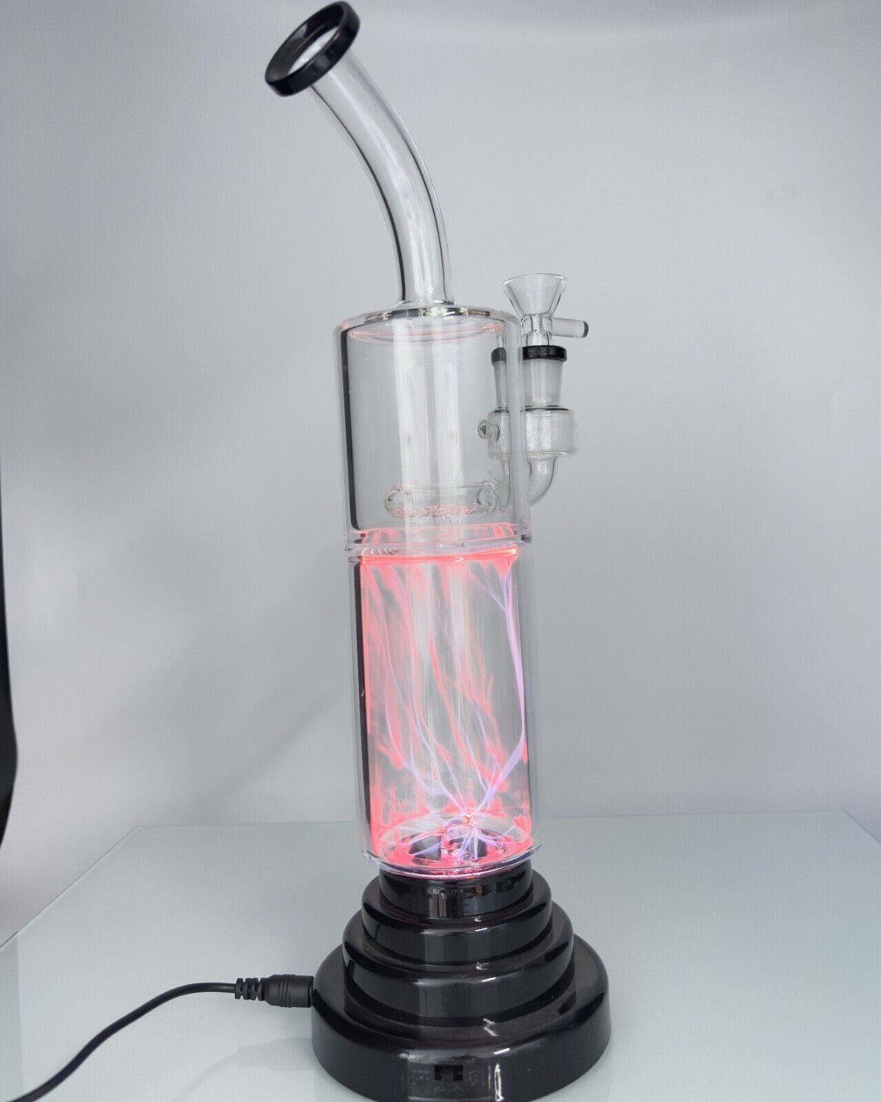 Gift Box 14” Plasma Bong Electric Glass Waterpipe Smoking Bong with Bowl 14MM
